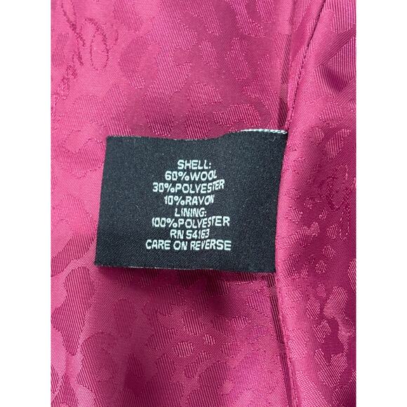 Y2K GUESS Mulberry Wool Coat Womens Preppy Peacoat Dark Fushia Jacket MED 2000s - Picture 10 of 12